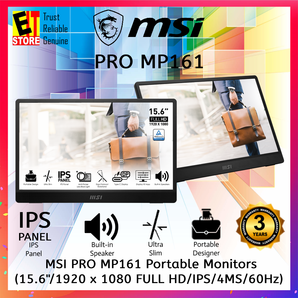 MSI PRO MP161(15.6''/1920 x 1080 FULL HD/IPS/4MS/60Hz/3Y) Portable Monitors