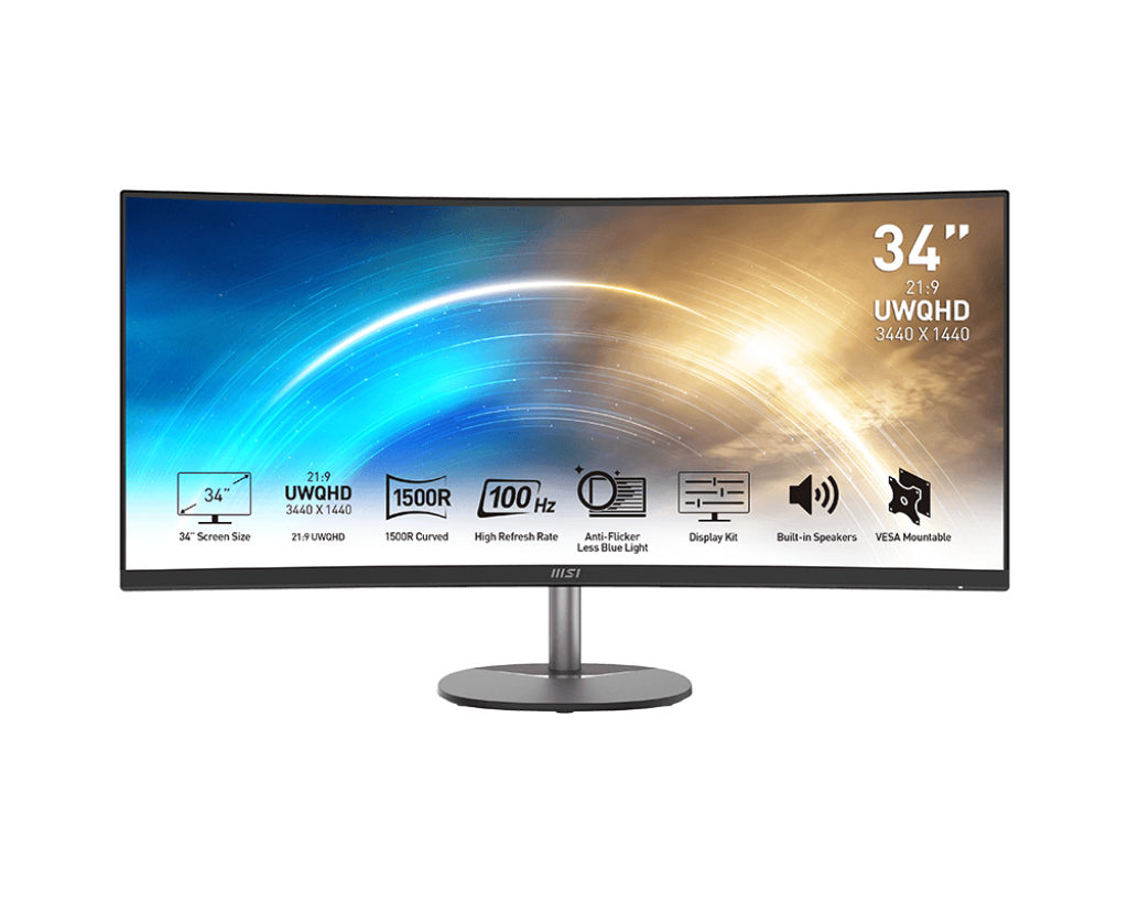 MSI PRO MP341CQ BUSINESS PRODUCTIVITY MONITORS (34''/UWQHD/3440X1440/100Hz/4ms/HDMI/FreeSync)