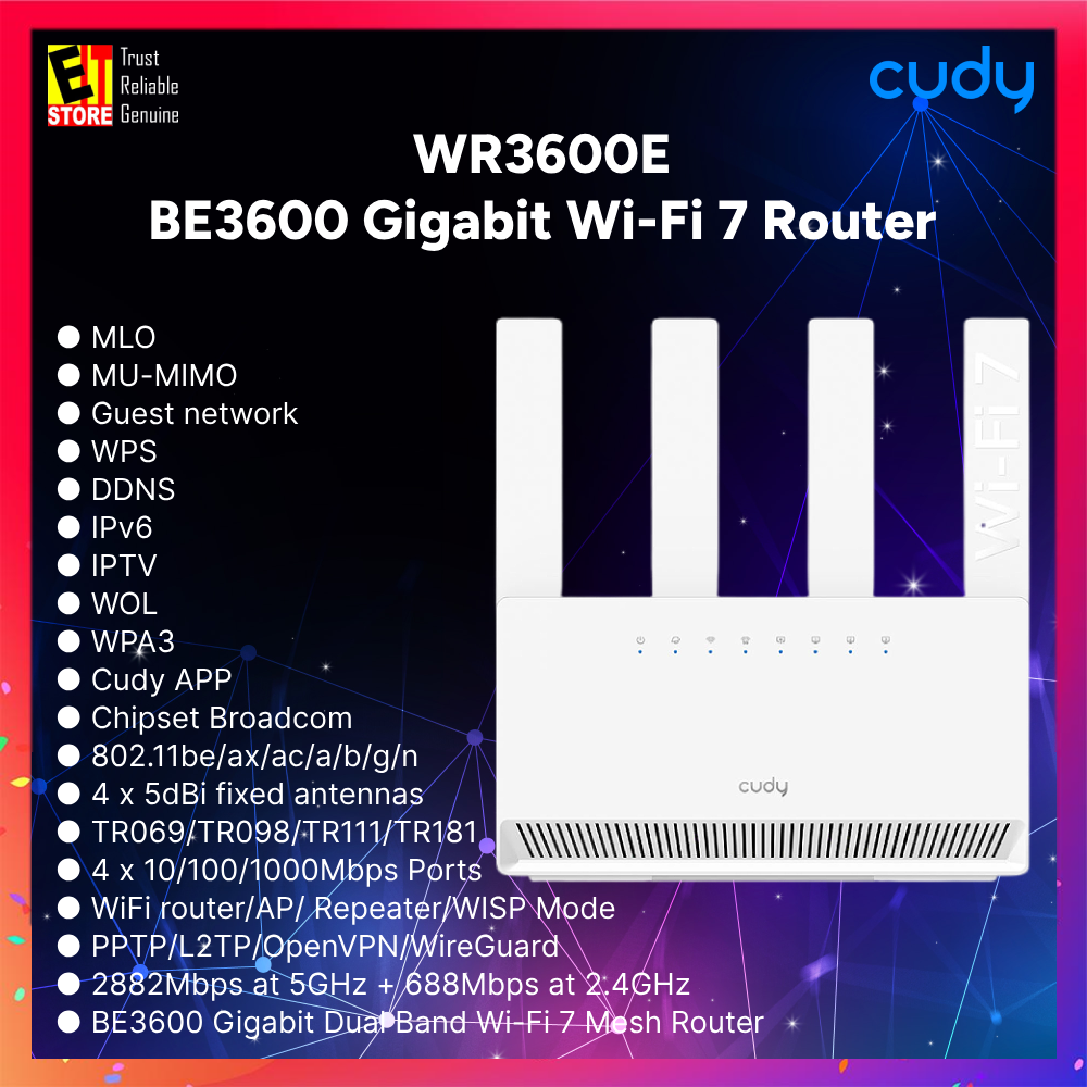 Cudy WR3600E - BE3600 Gigabit Wi-Fi 7 Mesh Router