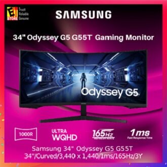 SAMSUNG ODYSSEY G55T 34" WQHD 3440X1440 165HZ 1ms HDR /1000R CURVED GAMING MONITOR (3YRS WRTY)