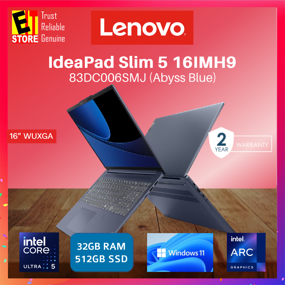 Lenovo IdeaPad Slim 5 83DC006RMJ/83DC006SMJ(Intel Core Ultra 5 125H/32GB/512GB SSD/Intel Arc Graphics/16"/W11/2Y) Laptop