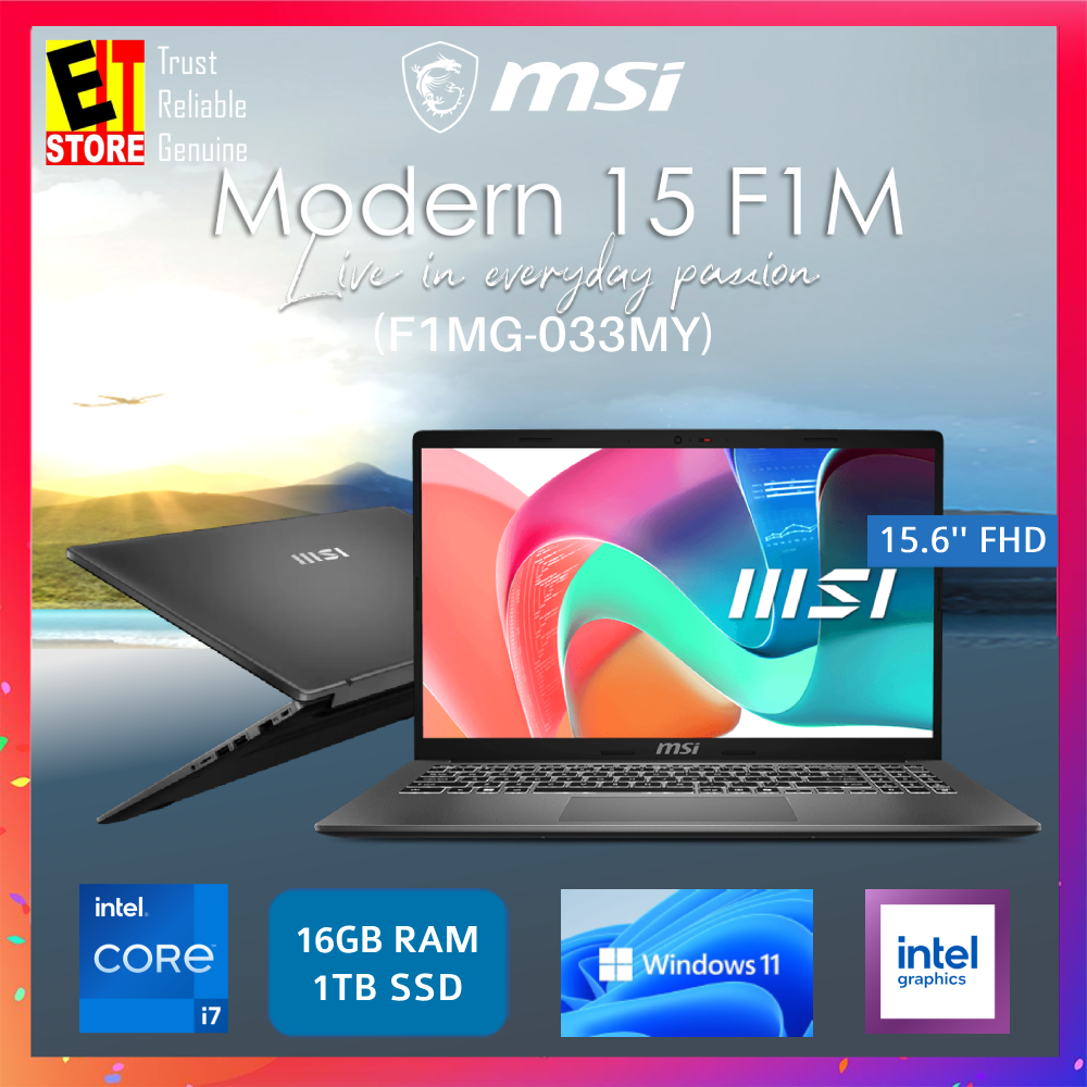 MSI Modern 15 F1MG-033MY (Intel Core7 processor 150U/16GB/1TB SSD/Intel Graphics/15.6'' FHD IPS/W11/2Y) Laptop