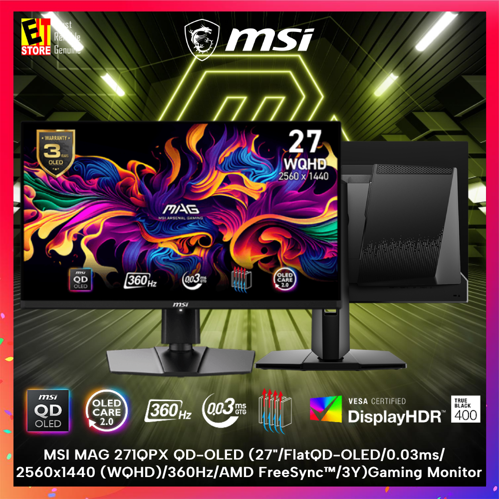 MSI MAP 271QPX QD-OLED (27"/Flat/QD-OLED/2560x1440 (WQHD)/360Hz/0.03ms/AMD FreeSync™/3Y) Gaming Monitor