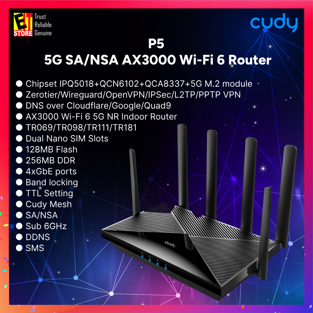 Cudy P5 - 5G SA/NSA AX3000 Wi-Fi 6 Router