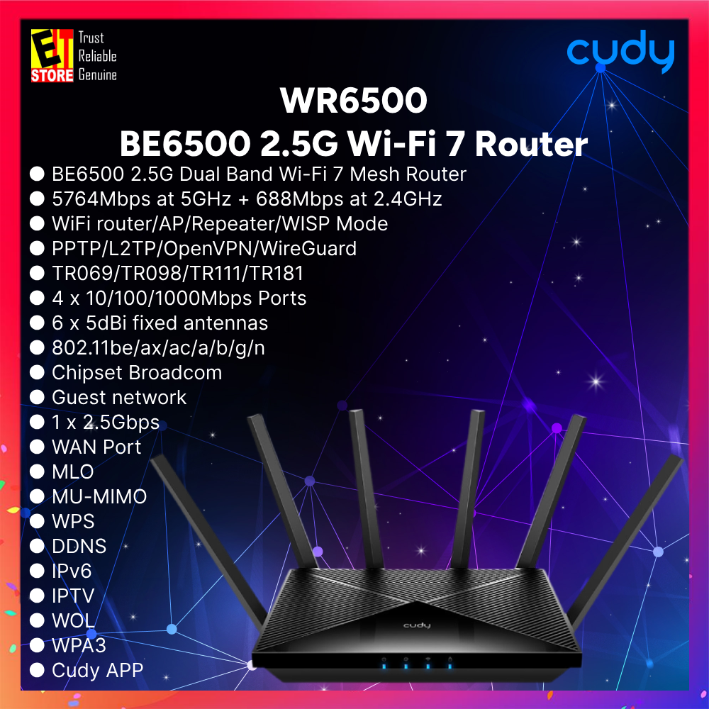 Cudy WR6500 - BE6500 2.5G Wi-Fi 7 Router