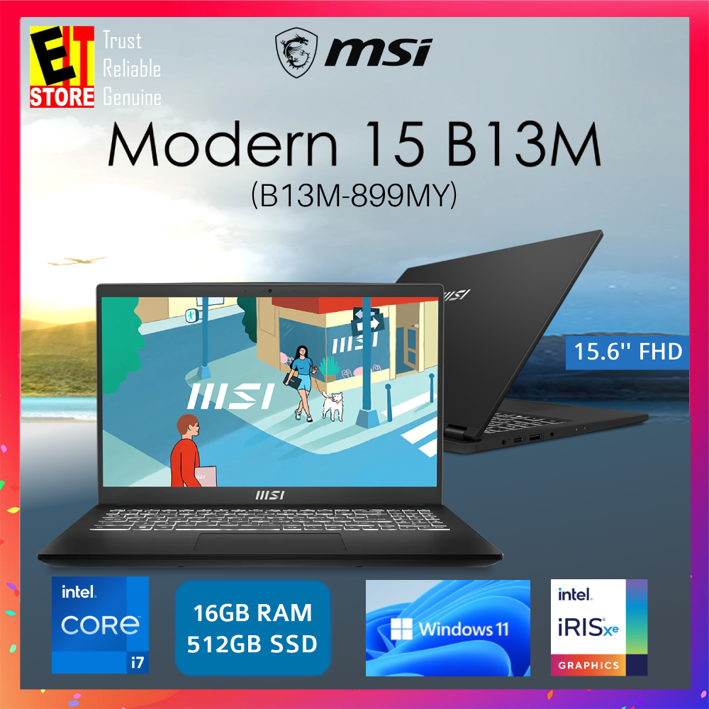 MSI LAPTOP MODERN 15 B13M-899MY CREATOR (intel i7-1355U/16GB/ 512GB SSD/15.6″ IPS FHD/IRIS XE GRAPHIC/ OFF H&S 2021/W11/MSI SLEEVE BAG/2YR)