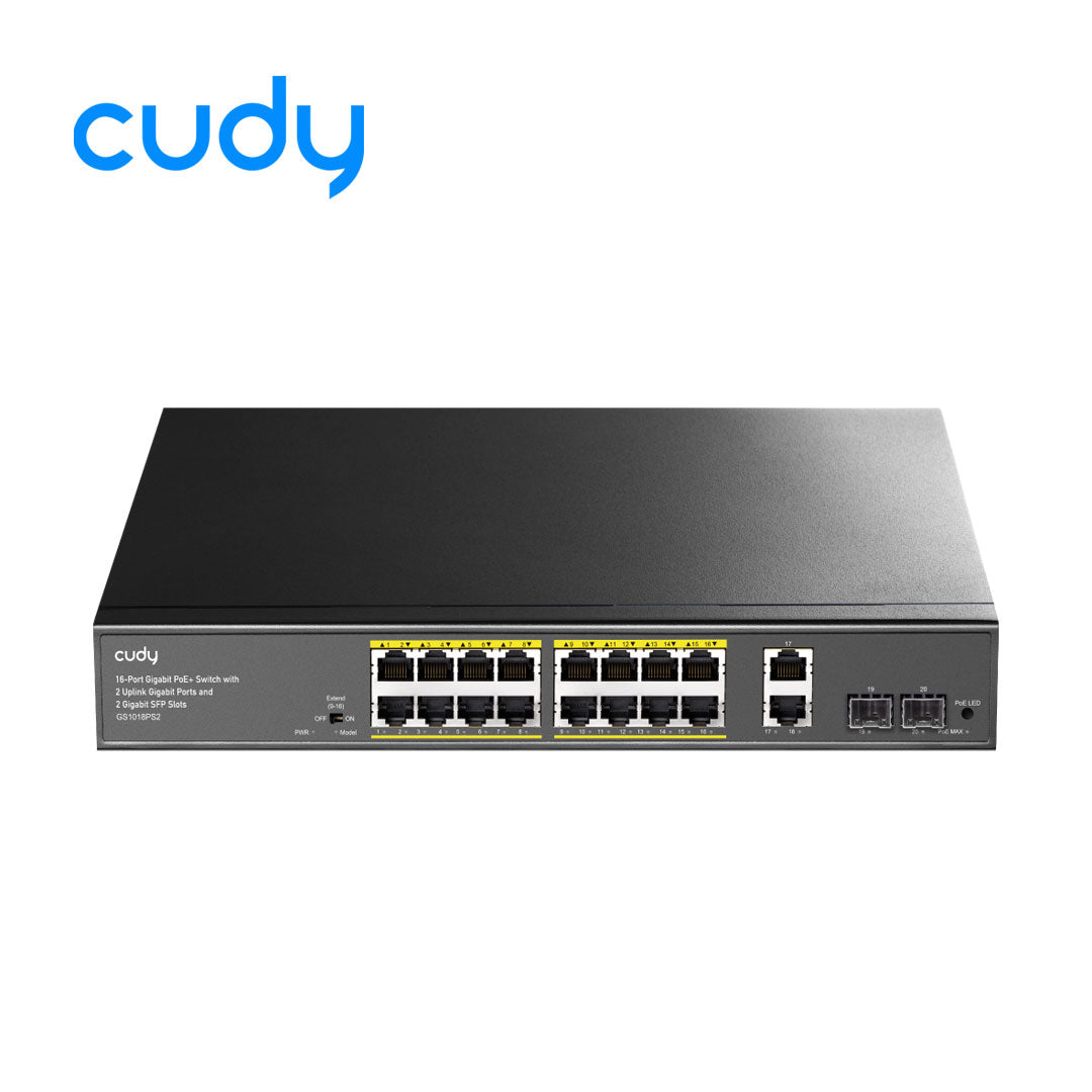Cudy GS1018PS2 - 16-GbE PoE Switch with 2 Uplink GbE and 2 Uplink SFP