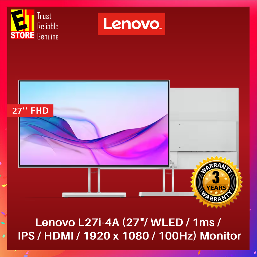 Lenovo L24i-4A/L27i-4A (23.8"/27"/ WLED / 1ms / IPS / HDMI / 1920 x 1080 / 100Hz) Monitor