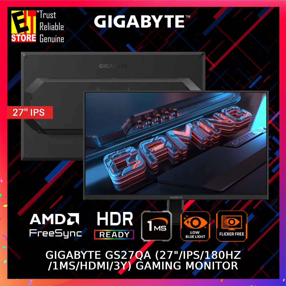 Gigabyte GS27QA (27" IPS QHD/180Hz REFRESH RATE /1MS GTG /HDMI +DP /3YRS WARRANTY) Gaming Monitor