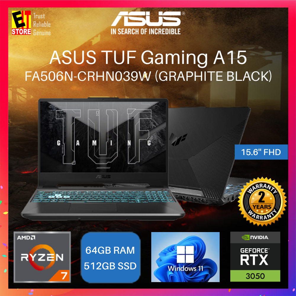 ASUS TUF Gaming A15 FA506N-CRHN039W (RYZEN 7-7435HS/16GB/512GB SSD/RTX3050 4GB/15.6" FHD IPS 144HZ/ RGB KEYBOARD/ W11/BAG/2Y) Gaming Laptop