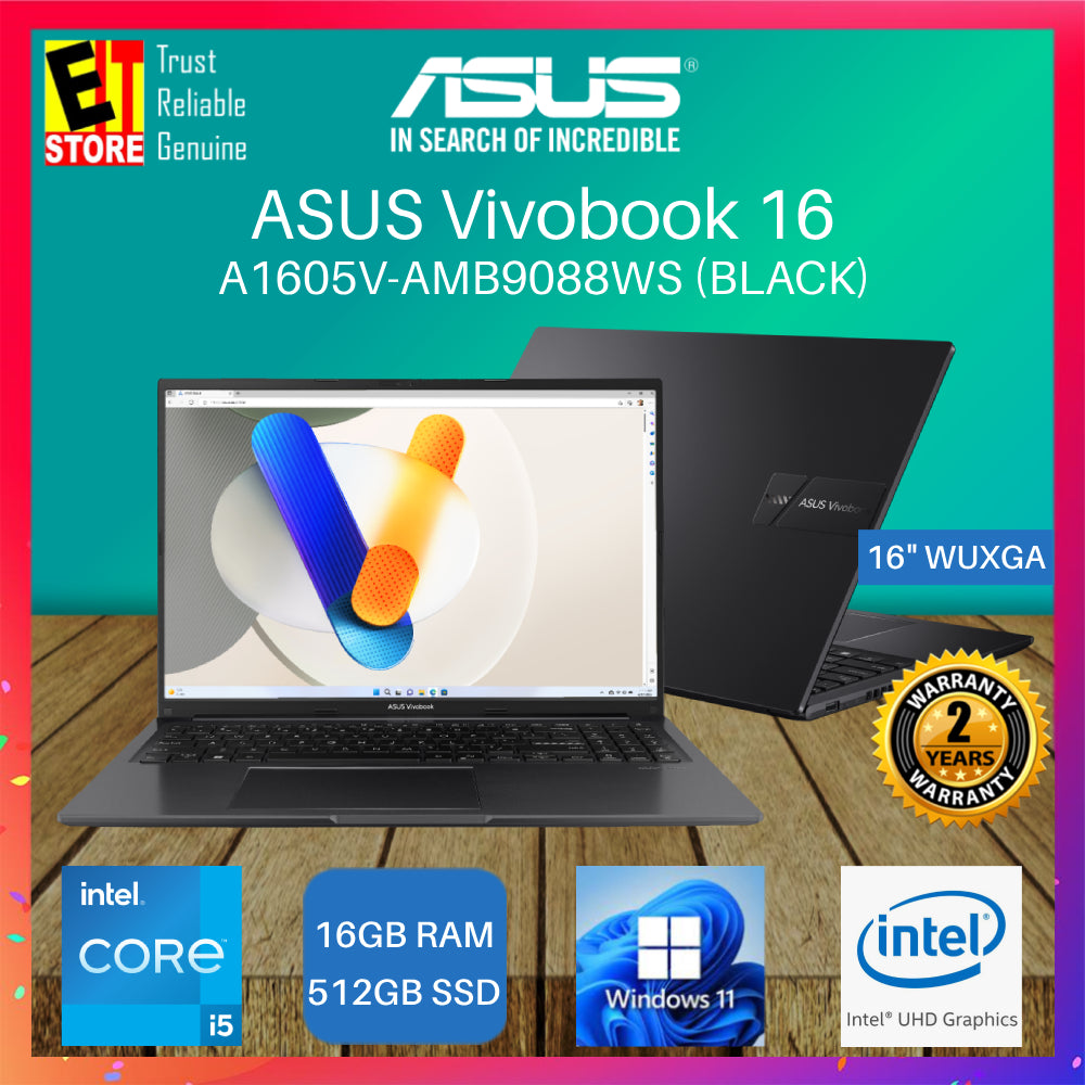 ASUS Laptop Vivobook 16 (INTEL I5-13420 /16GB/512GB SSD/ INTEL UHD Graphics/16.0" IPS WUXGA/ Off M365 + HOME 2024/W11/ BACKPACK/2Y) A1605V-AMB9089WS/A1605V-AMB9088WS