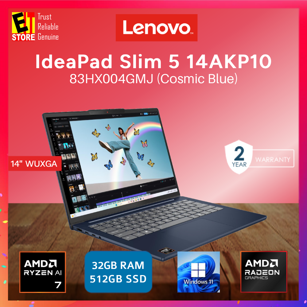 Lenovo IdeaPad Slim 5 83HX004GMJ (Ryzen AI 7 350/32GB/512GB SSD/14" WUXGA (1920x1200)/AMD Radeon 860M/W11/2Y) Laptop