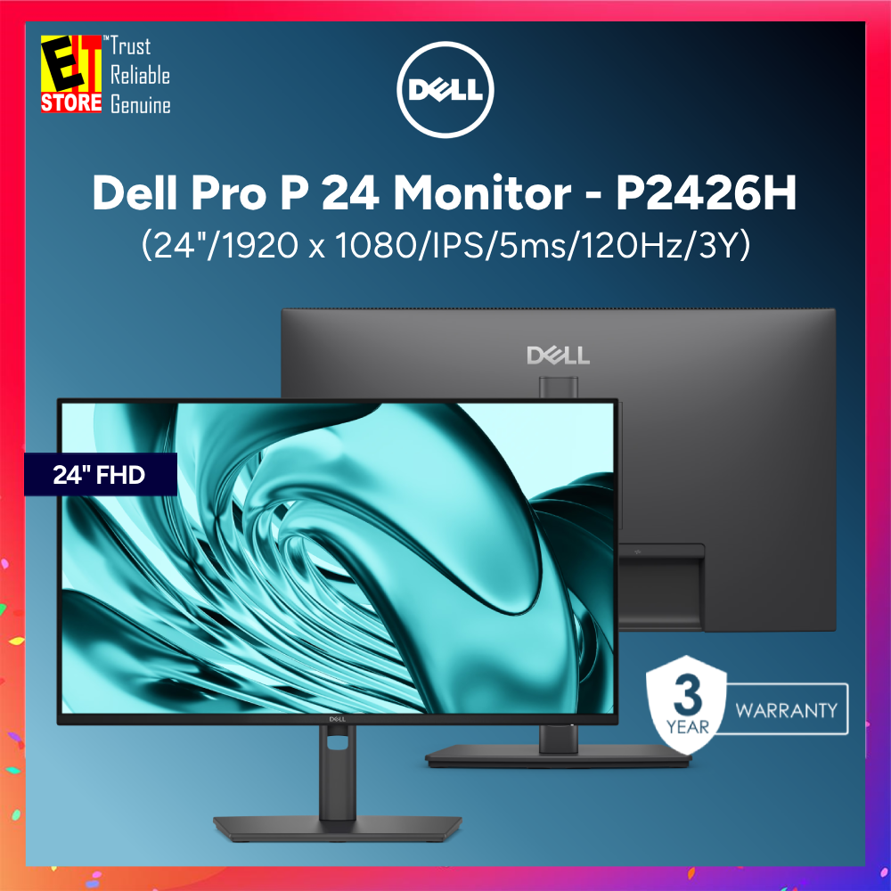 DELL MONITOR 24 IPS FHD 100Hz - P2426H / USB 3.2 upstream 4 x USB 3.2 downstream/ PIVOT ,SWIVEL, TILT, HEIGHT ADJUSTABLE /3YRS WARRANTY