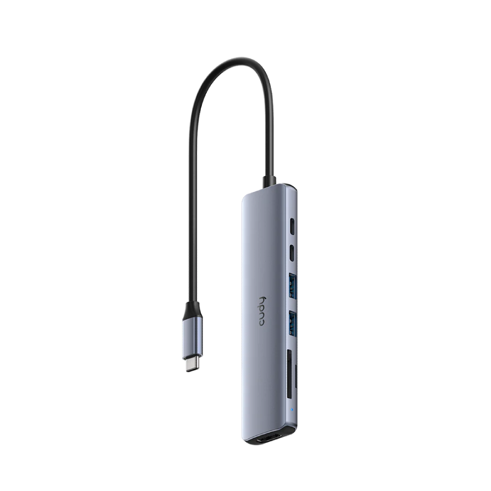 Cudy UH407 - 7-In-1 HDMI SD/TF 4K USB-C Hub ( Silver Gray Color/USB-C/USB4/Thunderbolt 3/4)