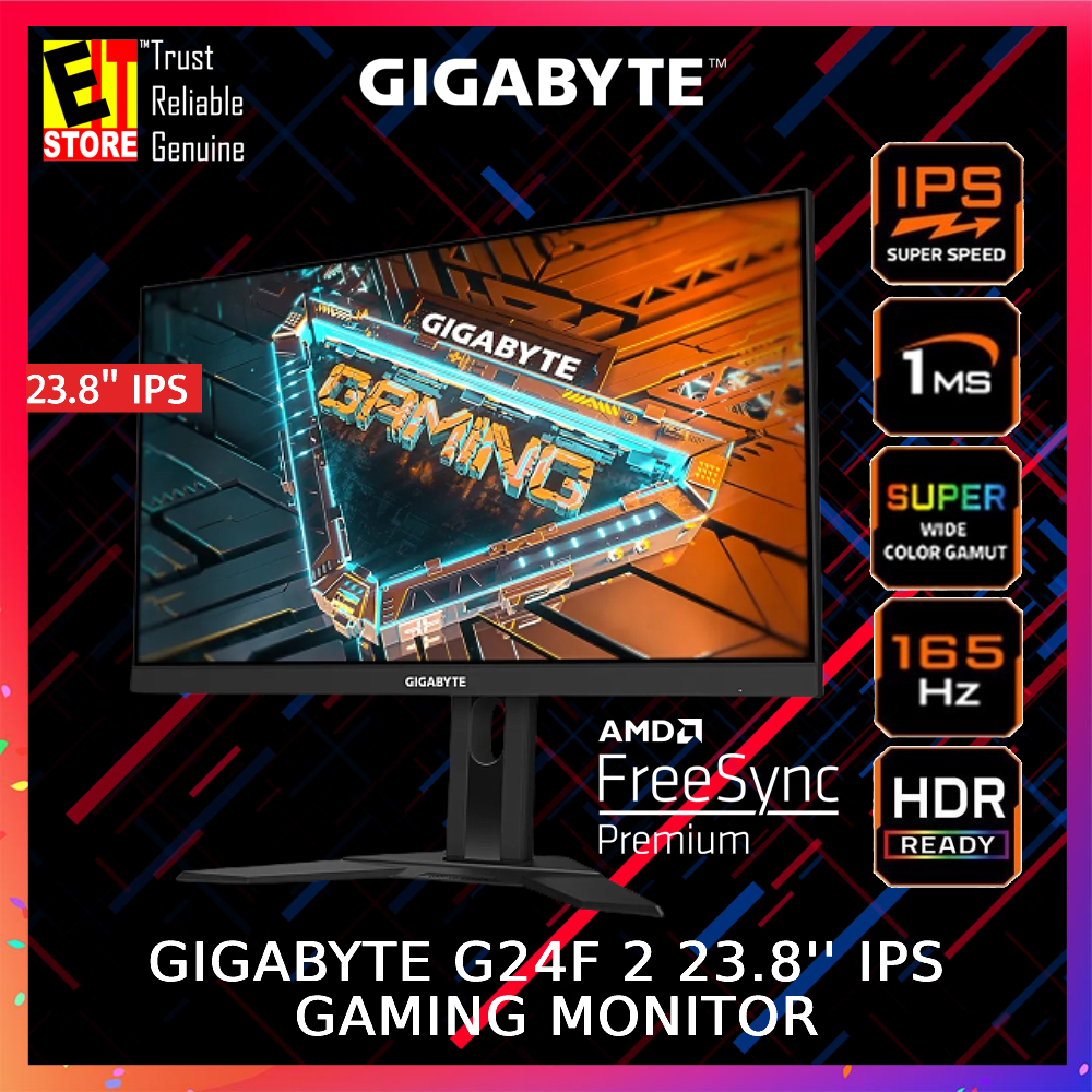 GIGABYTE GAMING MONITOR G24F 2/GS27F (24in/ 27in FHD/SUPER SPEED IPS 1ms GTG/165HZ OC 180HZ/HDR READY/AMD FREE SYNC/3YRS WARRANTY)