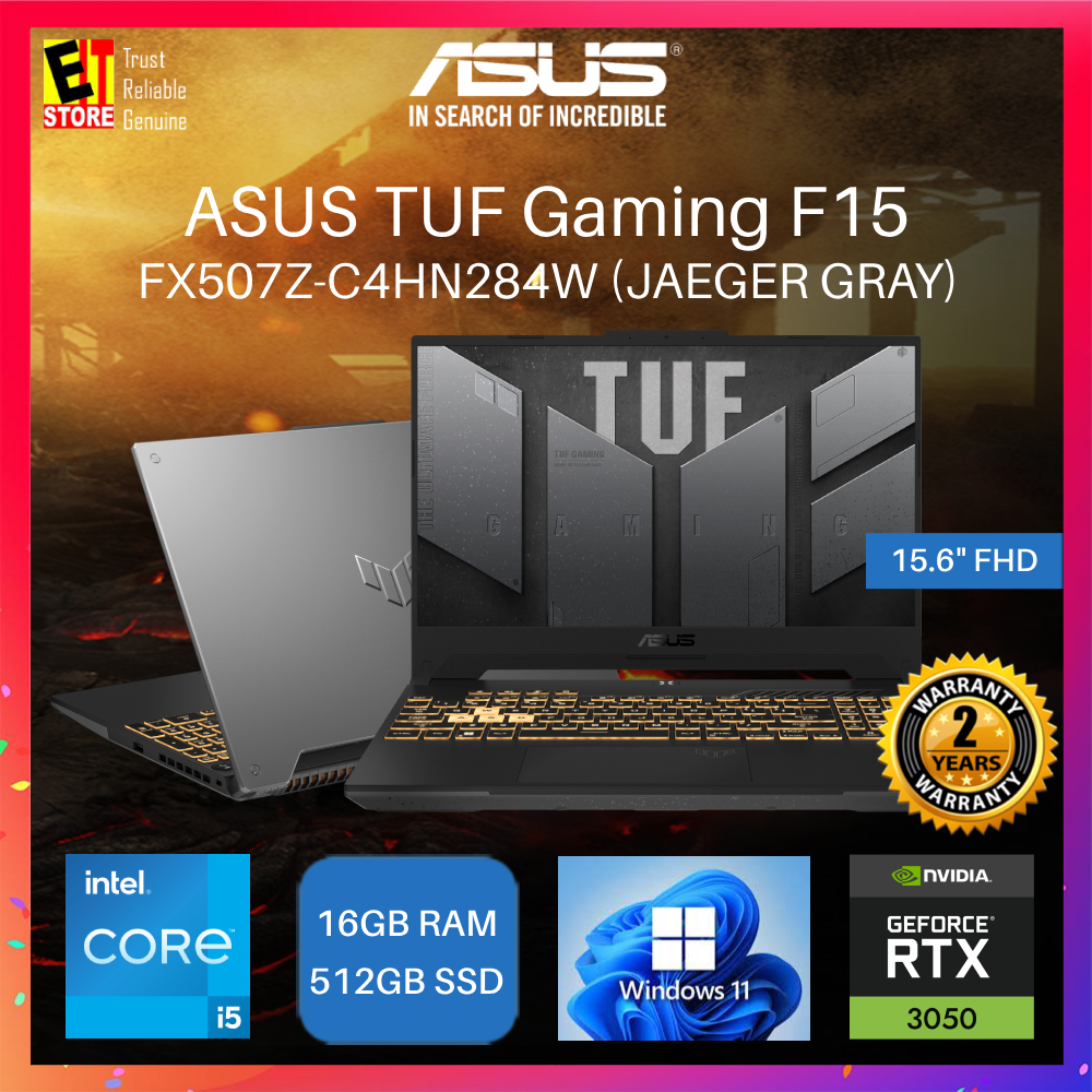 ASUS TUF Gaming F15 FX507Z-C4HN284W (i5-12500H/16GB OR 32GB RAM /512GB SSD/15.6" FHD 144HZ /RTX3050 4GB GDDR6/W11/BAG /2Y) Gaming Laptop