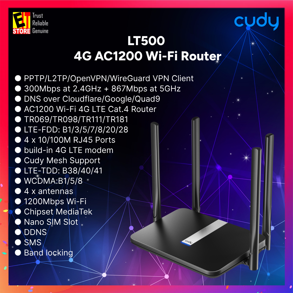 Cudy LT500 - 4G AC1200 Wi-Fi Router