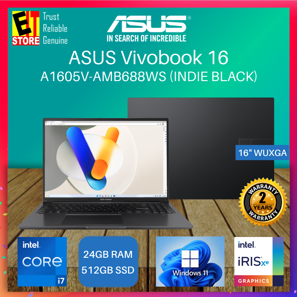 ASUS Laptop Vivobook 16 A1605V-AMB688WS (INTEL I7-1355U/16GB RAM/512GB SSD/IRIS Xe Graphics/16 IPS WUXGA/OFF H&S 2021 + M365/ W11/BACKPACK/2Y)