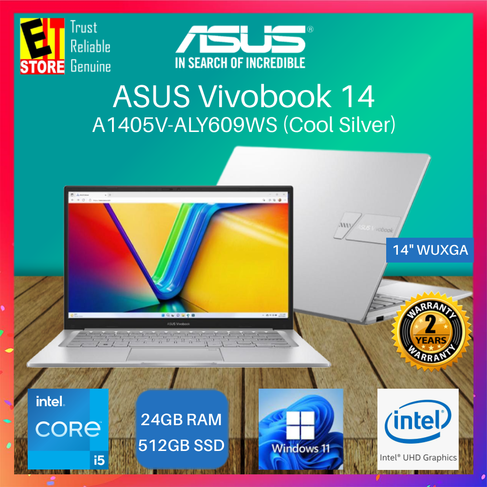 ASUS Laptop Vivobook 14 (i5-13420H/16GB DDR4/512GB SSD/14'' IPS WUXGA/Intel Iris Xe Graphics/OFFICE HOME 2024/W11/BACKPACK/2 Yrs) A1405V-ALY409WS/A1405V-ALY410WS