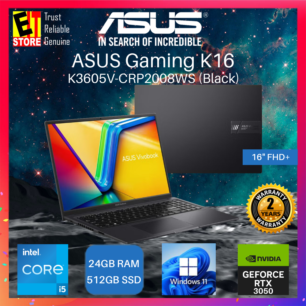 ASUS GAMING K16 AI LAPTOP K3605V-CRP2008WS (i5-13420H/16GB/512GB SSD/16" FHD+ 144Hz/NVIDIA RTX3050 4GB/OFF HOME 2024 /W11/BAG /2Y)