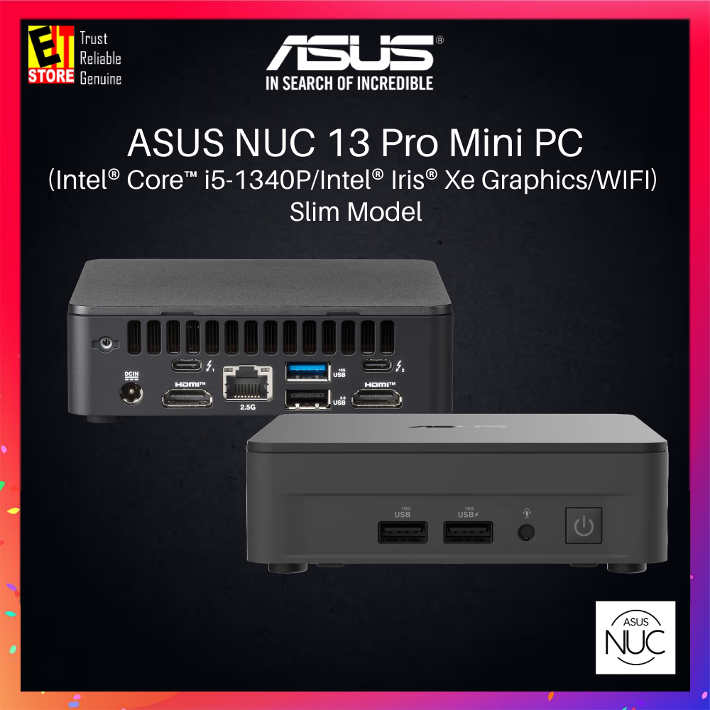 ASUS NUC 13 Pro RNUC13ANKI500000I Mini PC (i5-1340P/Iris Xe Graphics/3Y/w/o OS) Slim