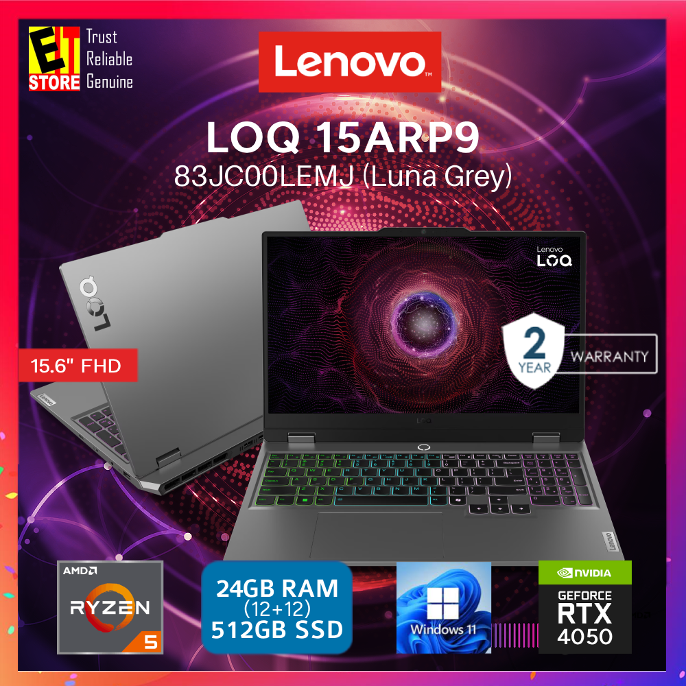 LENOVO LOQ AI 83JC00LEMJ GAMING LAPTOP (RYZEN 5 7235HS /16GB /512GB SSD/RTX4050 6GB/15.6 FHD 144HZ G-SYNC /OFFICE HOME 2024/ L1 AI CHIP/ W11/BAG/2Y)