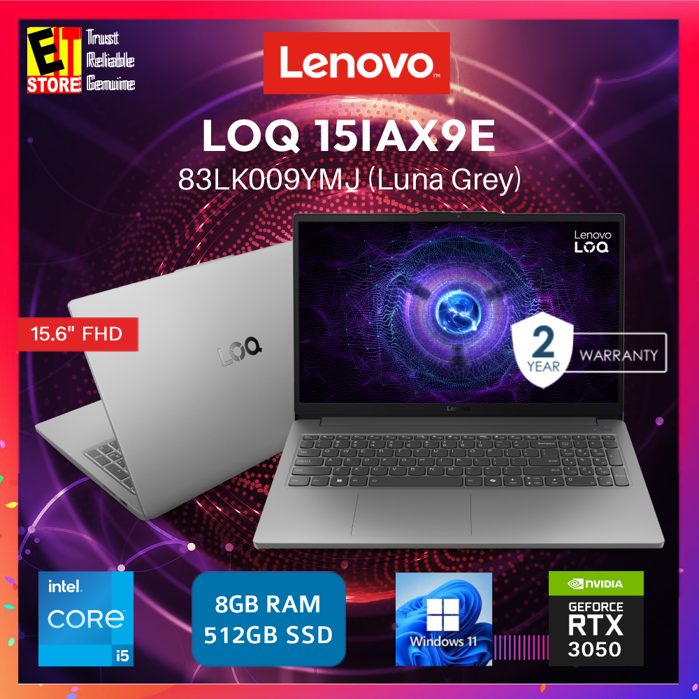 Lenovo LOQ 83LK009YMJ (i5-12450HX/8GB/512GB SSD/15.6" FHD (1920x1080) IPS/RTX3050 6GB/W11/2Y) Gaming Laptop