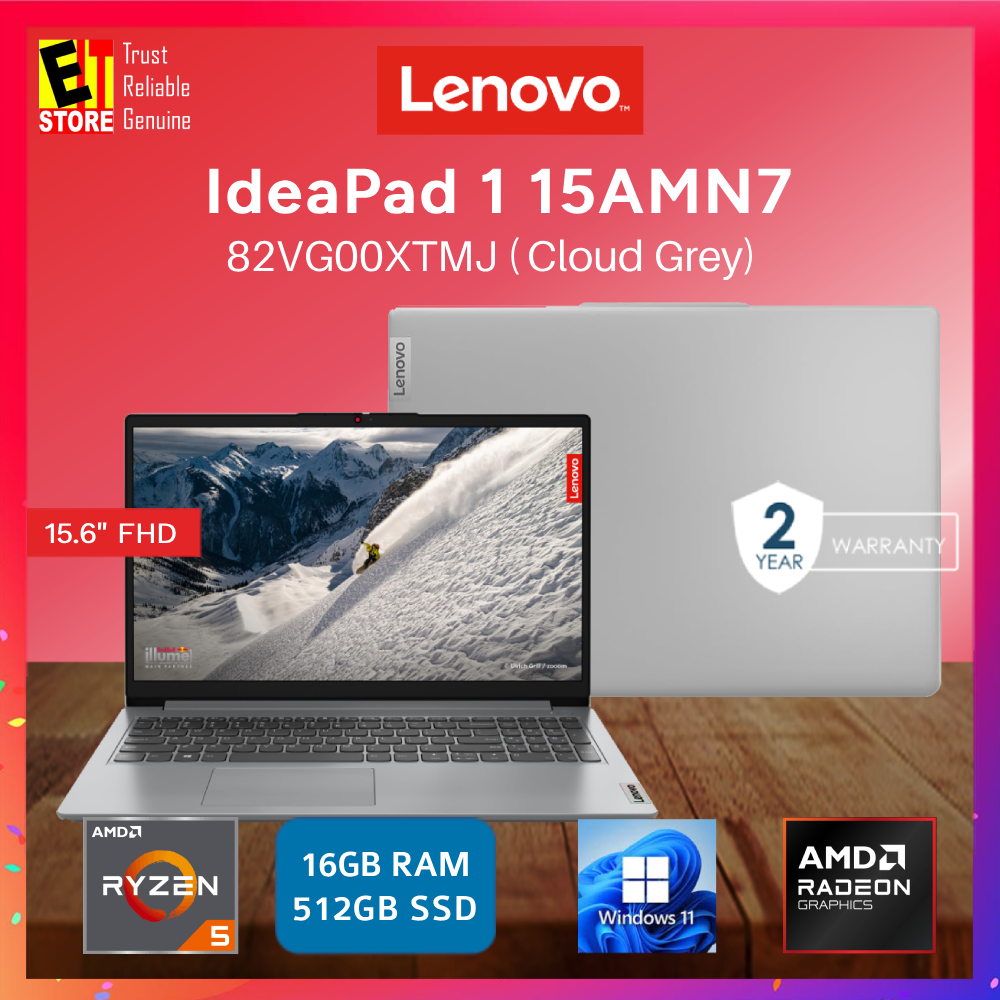 Lenovo IdeaPad 1 82VG00XTMJ (R5-7520U/16GB/512GB SSD/15.6" FHD (1920x1080)/AMD Radeon 610M/W11/2Y) Laptop