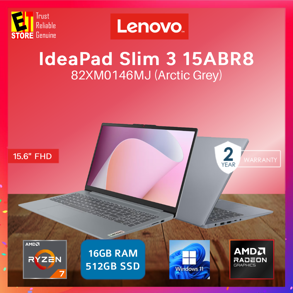 Lenovo Laptop IdeaPad Slim 3 (RYZEN 7 5825U/ 16GB/512GB SSD/15.6 IPS FHD/RADEON GRAPHICS/OFF HOME 2024 +BASIC 365/FINGER PRINT READER/W11/BACKPACK/2Y) IPS3 82XM0145MJ/ 82XM0146MJ