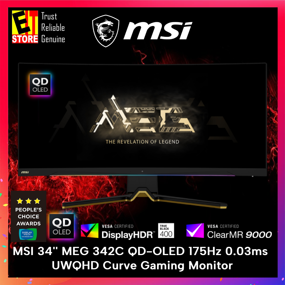 MSI 34'' MEG 342C QD-OLED 175Hz 0.03ms UWQHD Curve Gaming Monitor