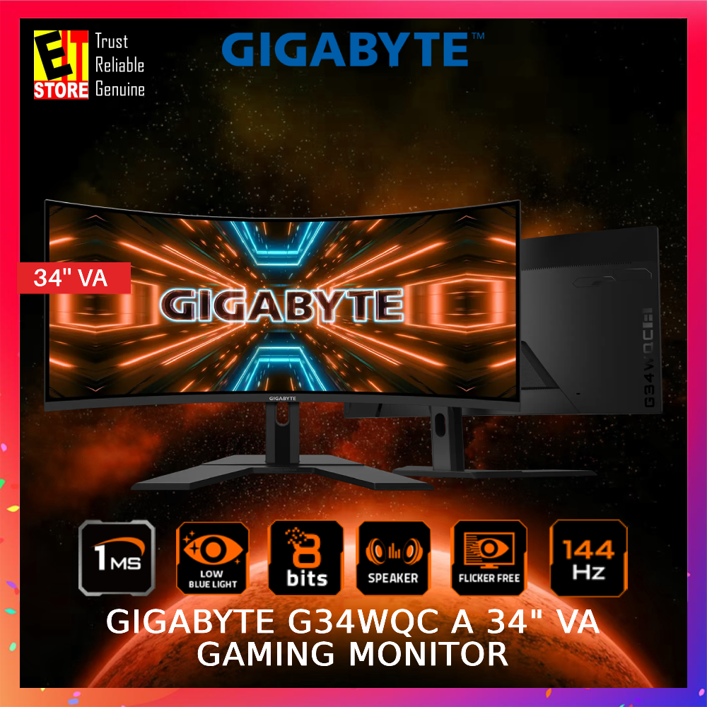 GIGABYTE G34WQC A-EK 34” WQHD (3‎440 x 1440) 144HZ CURVE 1MS VA PANEL GAMING MONITOR