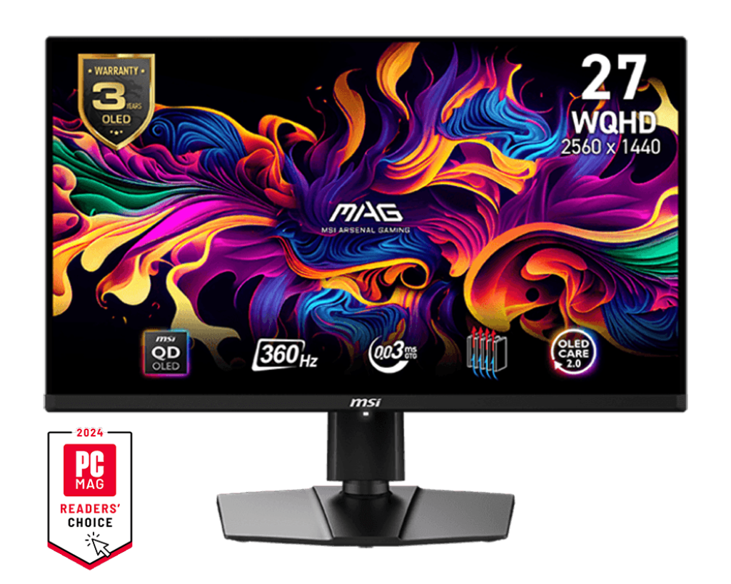 MSI MAP 271QPX QD-OLED (27"/Flat/QD-OLED/2560x1440 (WQHD)/360Hz/0.03ms/AMD FreeSync™/3Y) Gaming Monitor