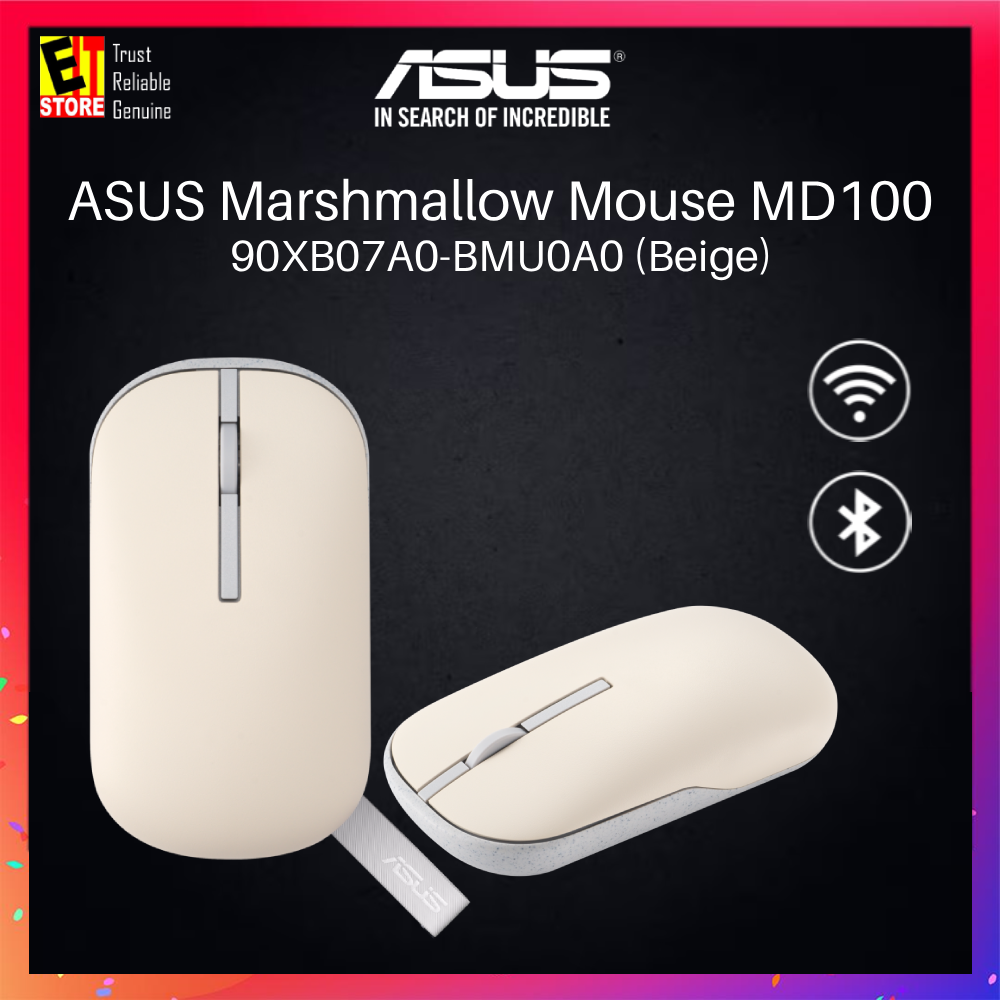 ASUS Marshmallow Mouse MD100 90XB07A0-BMU0A0 (Anti-bacterial /Silent click/Max 1600 DPI/W Battery)