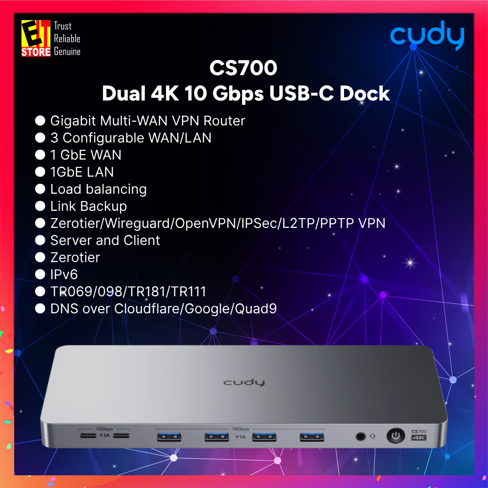 Cudy CS700 - Dual 4K 10 Gbps USB-C Dock