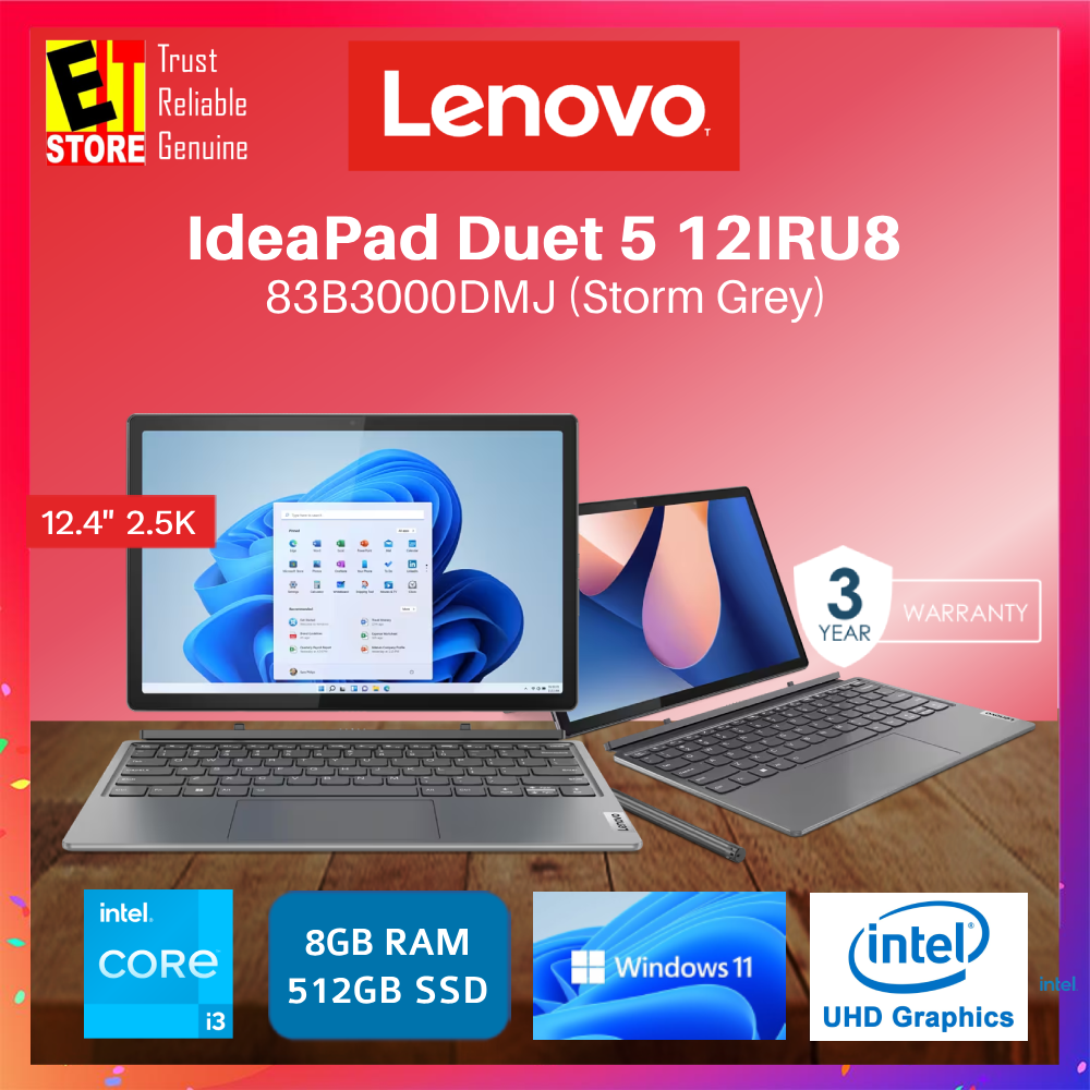 Lenovo IdeaPad Duet 5 83B3000DMJ (i3-1315U/8GB/512GB SSD/12.4" 2.5K/Intel UHD Graphics/W11/3Y) Laptop