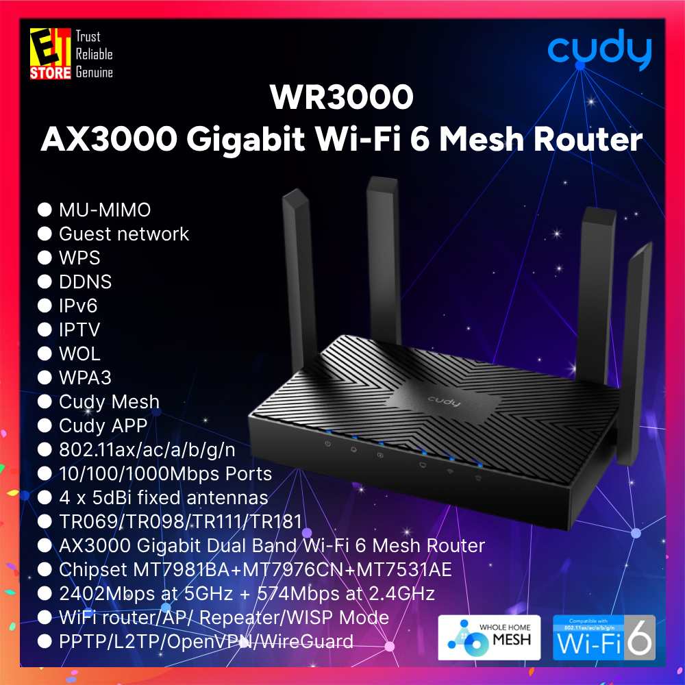 Cudy WR3000 - AX3000 Gigabit Wi-Fi 6 Mesh Router