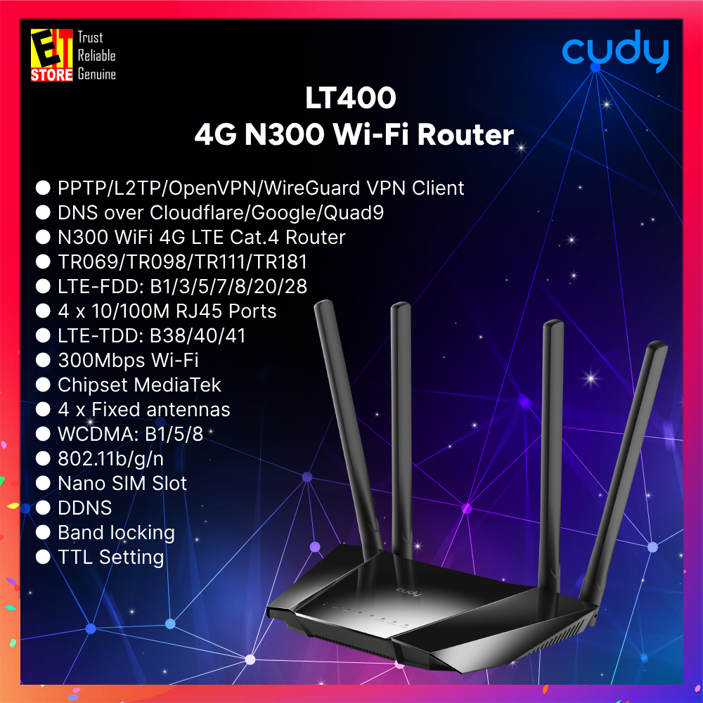 Cudy LT400 - 4G N300 Wi-Fi Router