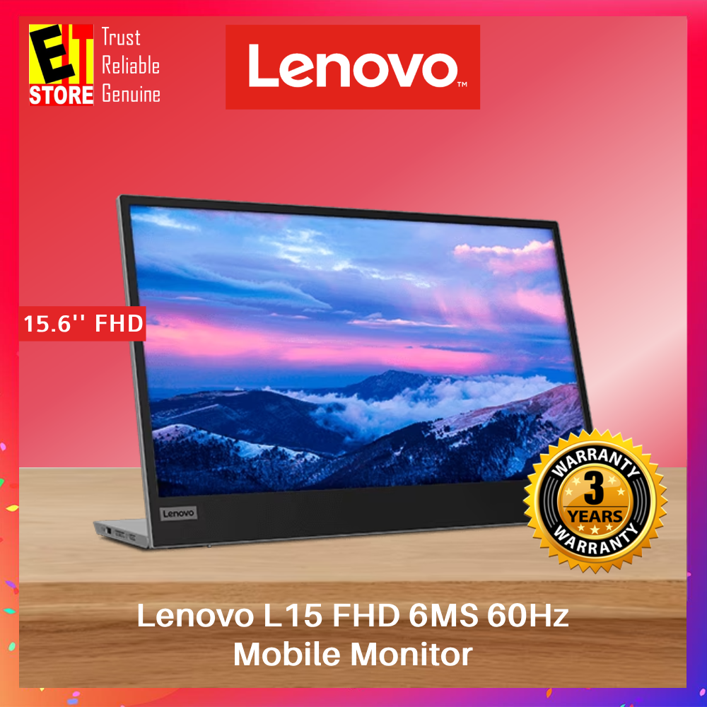 Lenovo L15 Mobile Monitor 66E4UAC1WW (15.6''/IPS/FHD 1920x1080/ 60Hz/6MS/ 3Y WARRANTY) Portable USB Monitor