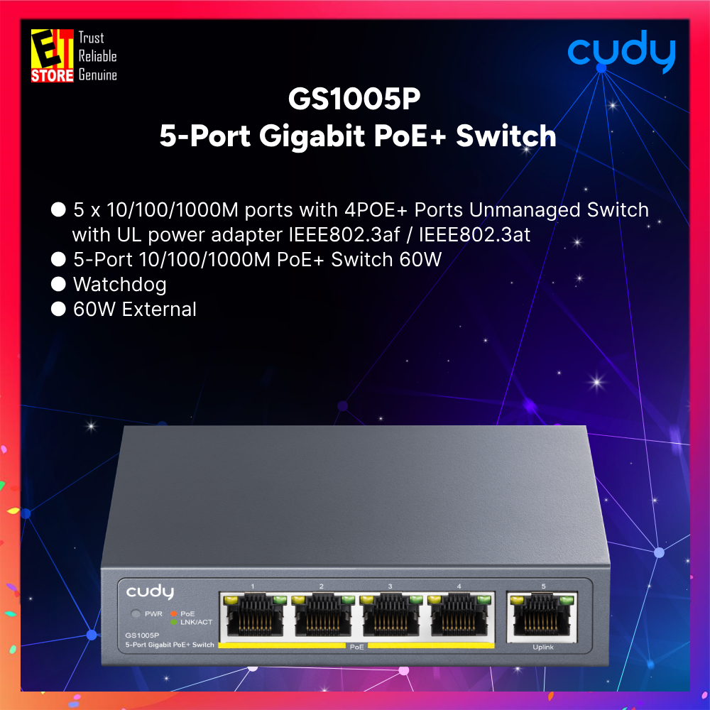 Cudy GS1005P - 5-Port Gigabit PoE+ Switch