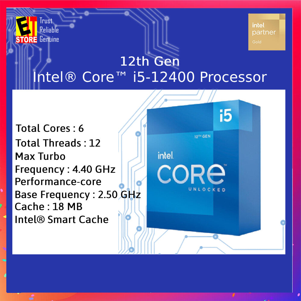 INTEL CORE I5-12400F / I5-12400 DESKTOP PROCESSOR BOXED 18M CACHE UP TO 4.40 GHz