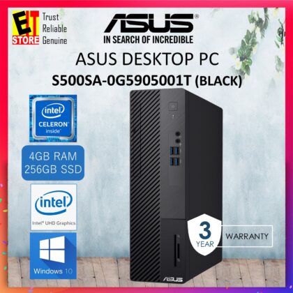 ASUS S500SA-0G5905001T DESKTOP PC-BLACK (INTEL CELERON G5905/4GB/256GB SSD/WIN10/3YRS)