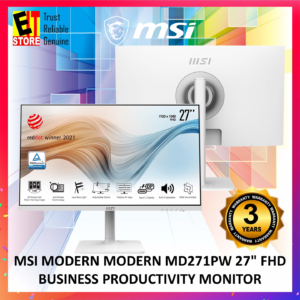 MSI MODERN MODERN MD271P / MD271PW 27" FHD BUSINESS PRODUCTIVITY MONITOR - WHITE ( 75HZ REFRESH RATE + 5MS RESPONSE TIME )